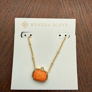 Kendra Scott Gold Necklace with Orange Pumpkin Pendant